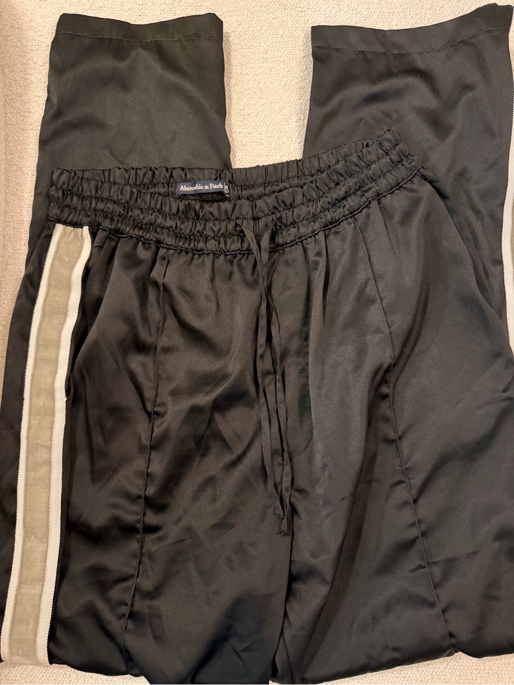 Abercrombie & Fitch Black Joggers with Contrast Side Stripe medium